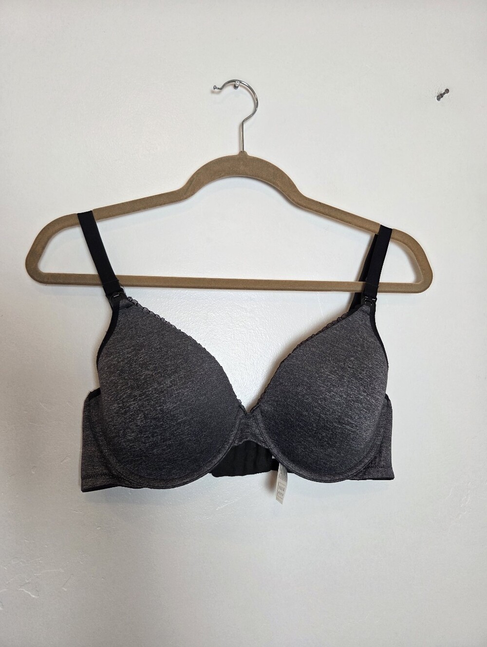 Gratlin Nursing Bra Breastfeeding Gray Black Comfy 36C Underwire Support